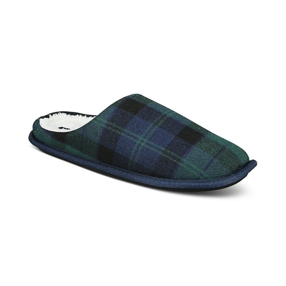 Club Room Men's Jake Plaid Slip On Slippers Blue Green Small  6 to 7
