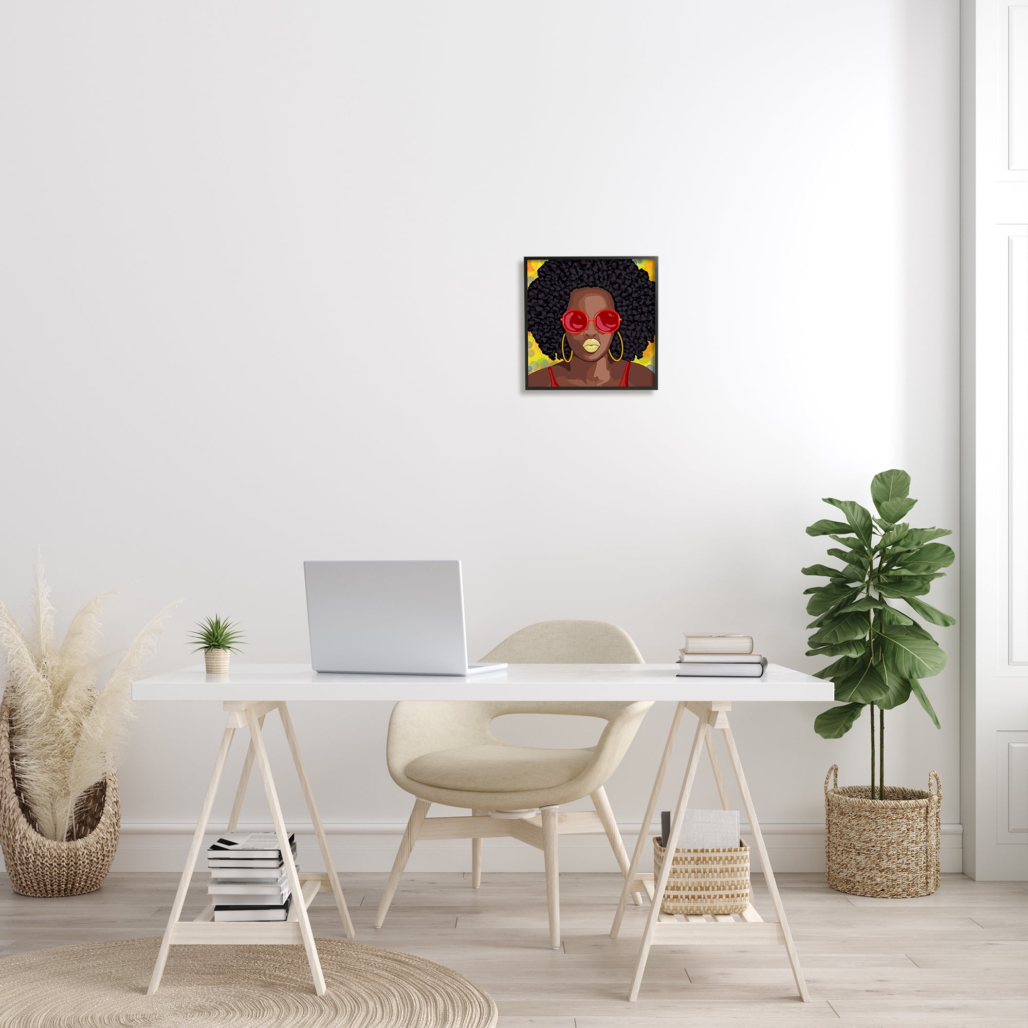 Stupell Industries Modern Glamour Pop Cosmetic Female Portrait Bold Lips Beauty & Fashion Painting Black Framed Art Print Wall Art, 12 x 12