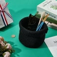 thumbnail image 4 of Round Black Woven Storage Basket 5.5×5.5×5.9inch Small Polyester Rope Storage Baskets Bins Cleaning Cloth Eye Glass Storage Organizer for Bedroom Nursery Livingroom Entryway for DIY, 4 of 9