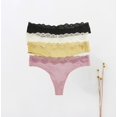 thumbnail image 3 of Tanga de mujer, bragas transparentes de cintura baja con espalda en T, tanga de mujer de algodón sin costuras con encaje, 4 piezas, 3 of 5