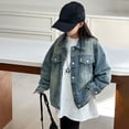 thumbnail image 6 of GJSYRH Girls Denim Jackets, Basic Oversized Jean Jacket for Girls Fall Outwear Button Down Trucker Jacket Blue 12-13 Years, 6 of 9