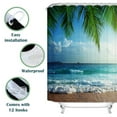 thumbnail image 3 of 3D Palms Ocean Tropical Island Beach Shower Curtain, Fabric Cloth Polyester Waterproof Bath Curtain, Maldives High-Resolution Photography Home Decor Bathroom Textile Leisure Shower Curtain, 3 of 4