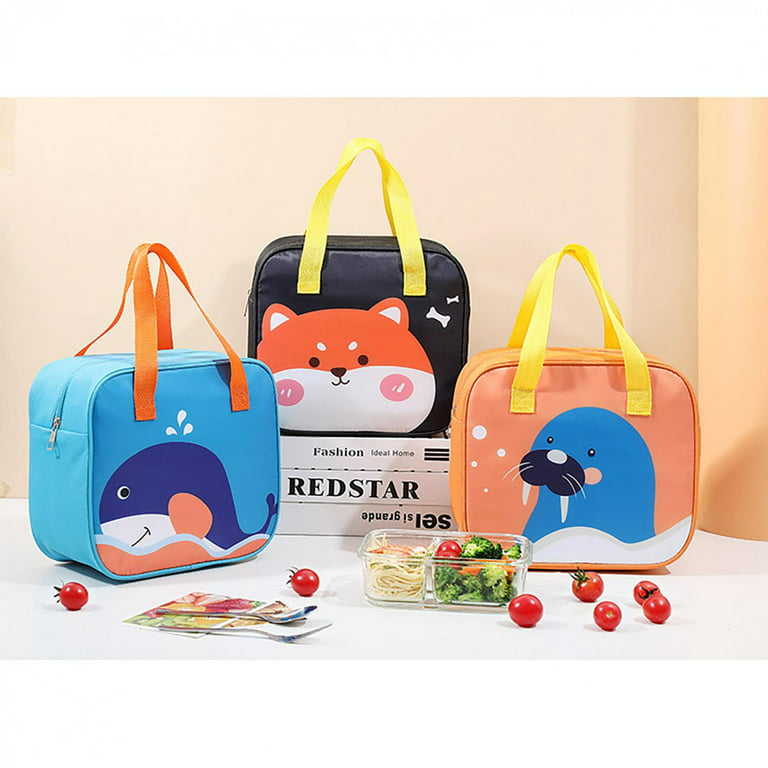 MIER Lunch Bags for Kids Cute Insulated Lunch Box Tote, Orange Unicorn Fox