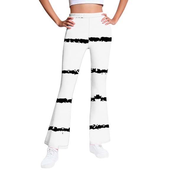 StSilkitty Flared Leggings for Girls Striped High Waisted Stretch Bell Bottom Yoga Pants Lightweight Athletic Flare Trousers