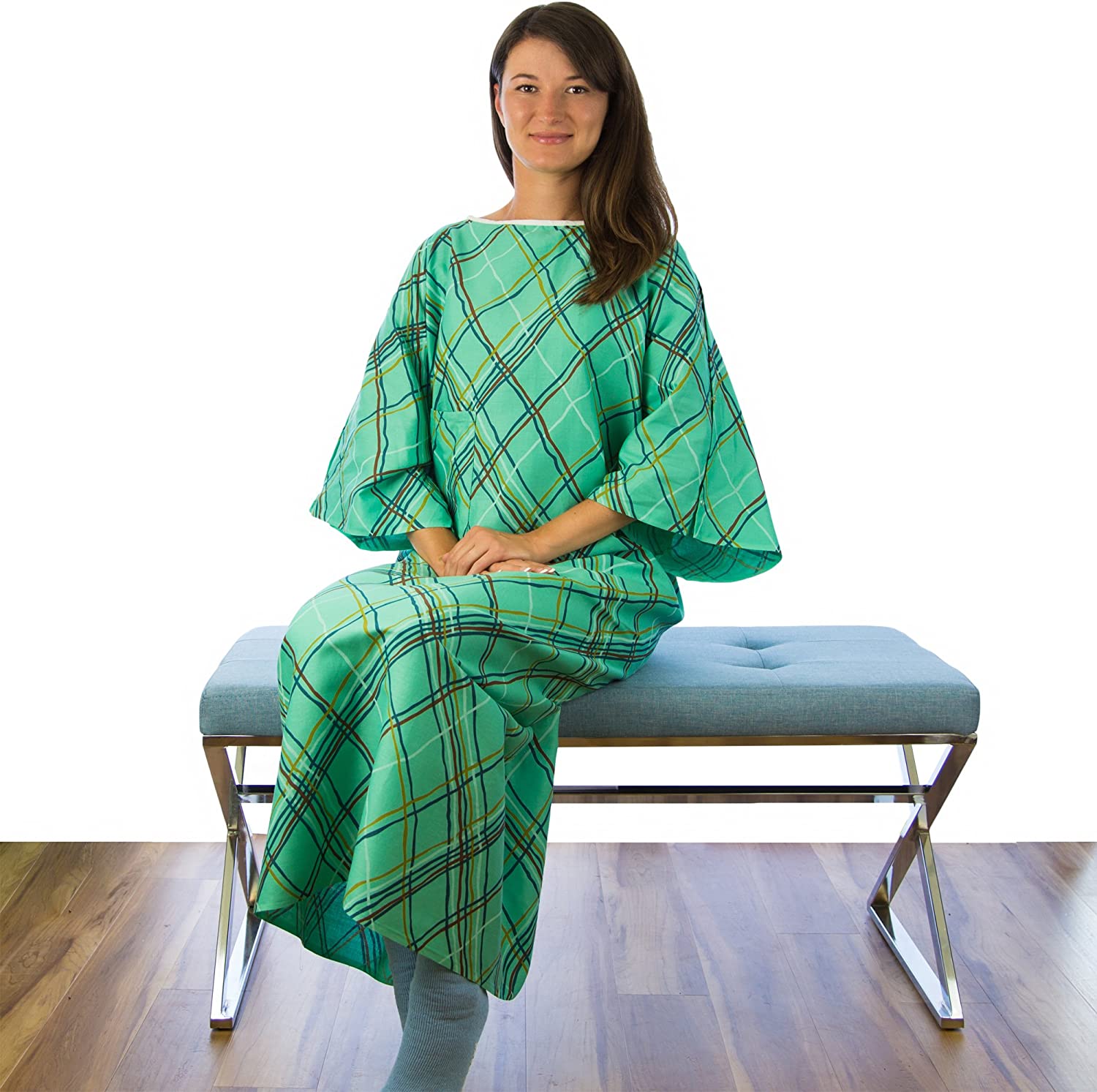 Green IV Hospital Gown IV Patient Gown W Telemetry Pocket Unisex Green IV Hospital Gown IV Patient Gown W Telemetry Pocket Unisex