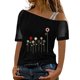thumbnail image 1 of Gibobby Playera de Manga Corta con Cuello Redondo Mujeres Impreso Hombro Tops Sexy Glitter Camisa manga corta Blusa Tops(Negro,G), 1 of 4