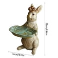 thumbnail image 3 of Vintage Crown Bunny Tray Figurine – Resin Rabbit Statue Holding Decorative Serving Plate, Royal Easter Bunny Candy Dish, Farmhouse Tabletop Centerpiece, Antique Style Spring Home Decor Accent, 3 of 9
