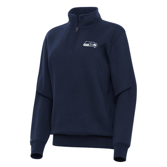 Women's Antigua  College Navy Seattle Seahawks Victory Quarter-Zip Top