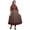 Brick Red, variant on Red Flourish Damask Print Long Flared A Line Indian Kurtis For Women Party Wear Anarkali Kurta-XSmall