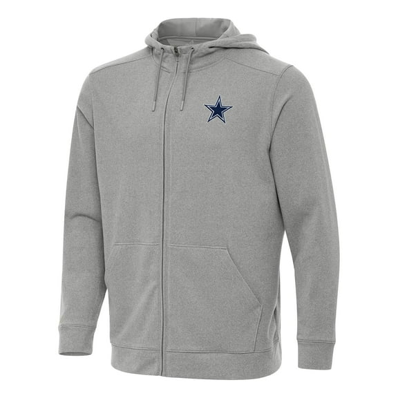 Men's Antigua Heather Gray Dallas Cowboys Effortless Full-Zip Hoodie