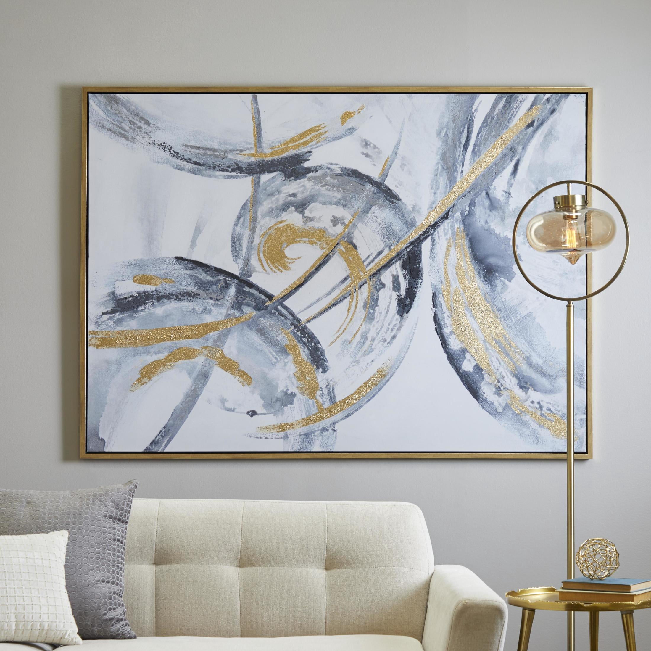 66" x 48" Abstract Framed Wall Art with Gold Frame, by DecMode