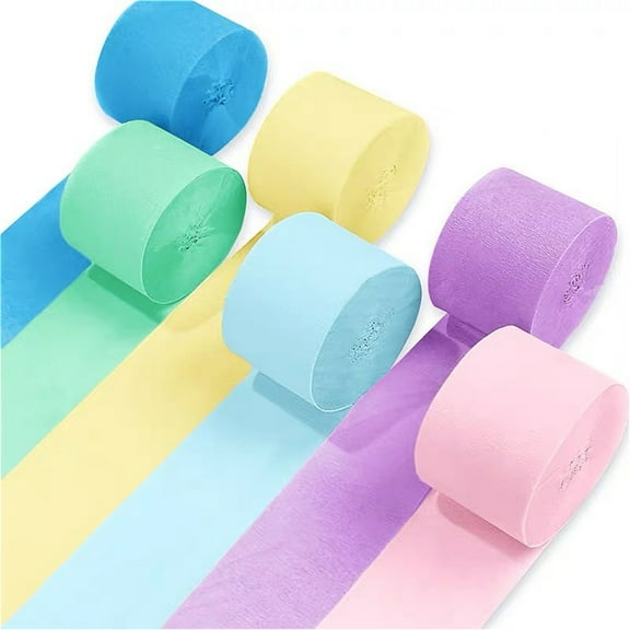 6 Rolls Crepe Paper Streamers, 6 Colors Streamers Party Supplies for Birthday Party Baby Shower Rainbow DIY Christmas Halloween Wedding Ceremony Various Large Festivals Decoration