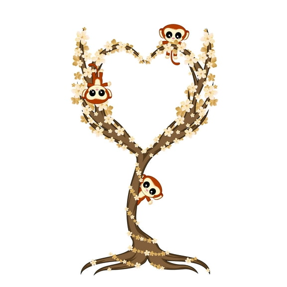 Design With Vinyl - Cherry Blossom Heart Shaped Wall Decal - Home Living Room Nursery Bedroom Floral Themed- Easy To Apply Vinyl Wall Decal - Art Removable Wall Sticker-Size: 6" x 10".