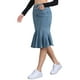 thumbnail image 4 of Falda de mezclilla con cola de pez CURVOSPORT para mujer, falda ajustada de cintura alta con volantes, talla XL, azul claro, 4 of 6