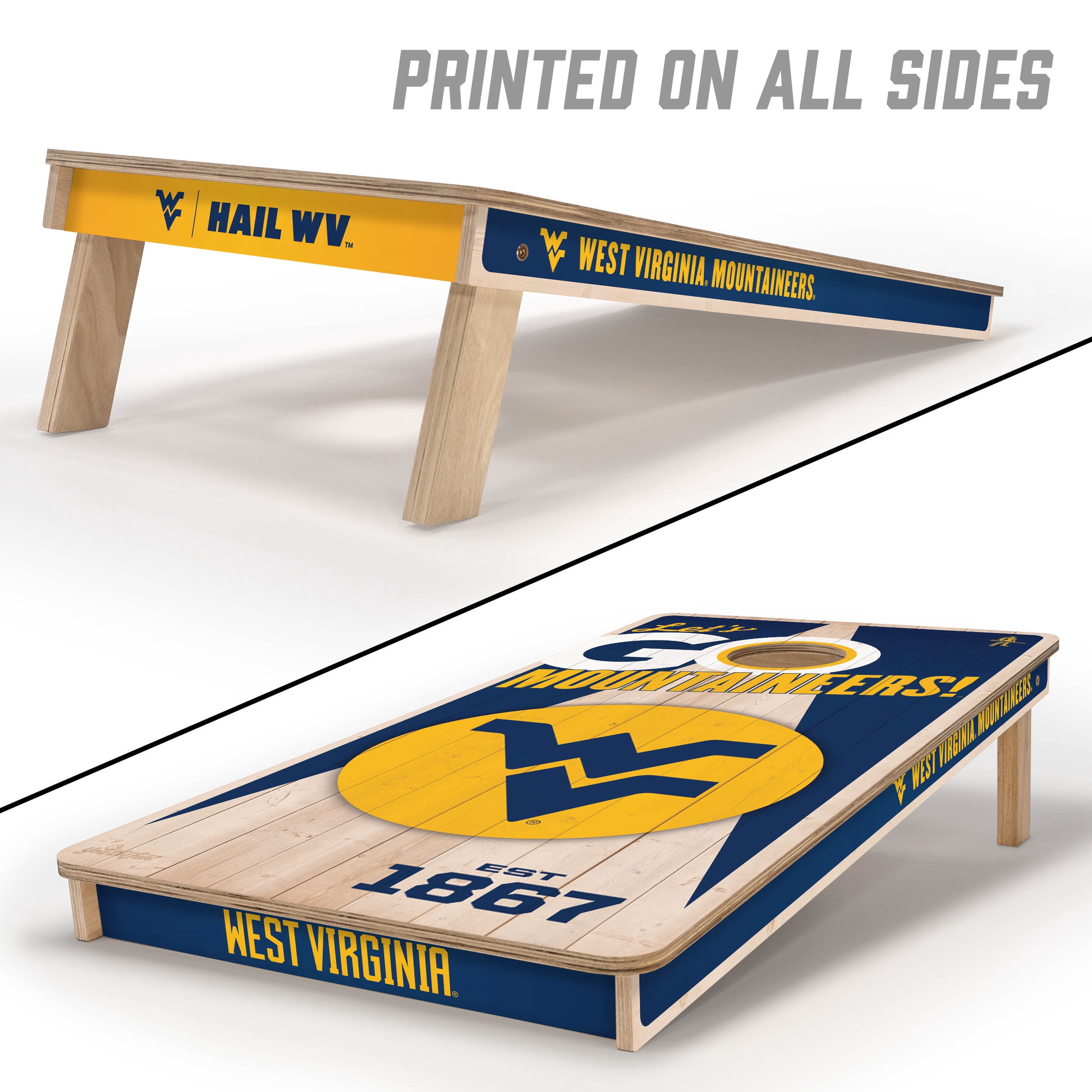 YouTheFan NCAA West Virginia Mountaineers 2' x 4' Cornhole Game No Bags