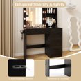 thumbnail image 5 of Makeup Vanity with 3 Color Lighted Mirror & Charging Station, Modern Vanity Desk with 4 Large Drawers & 2 Storage Shelves for Femal Gift, Black, 5 of 7