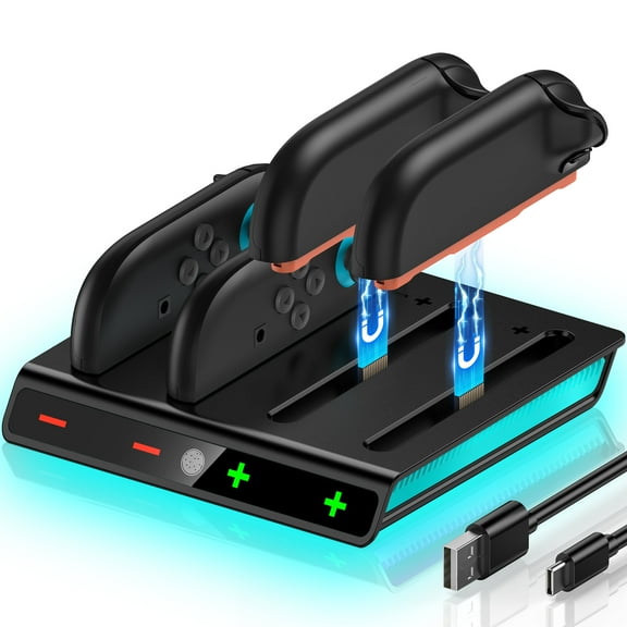 Daenfyy 4-Port Switch Joy-Con Charging Dock: Magnetic , 2.5H Fast Charge, Smart LED