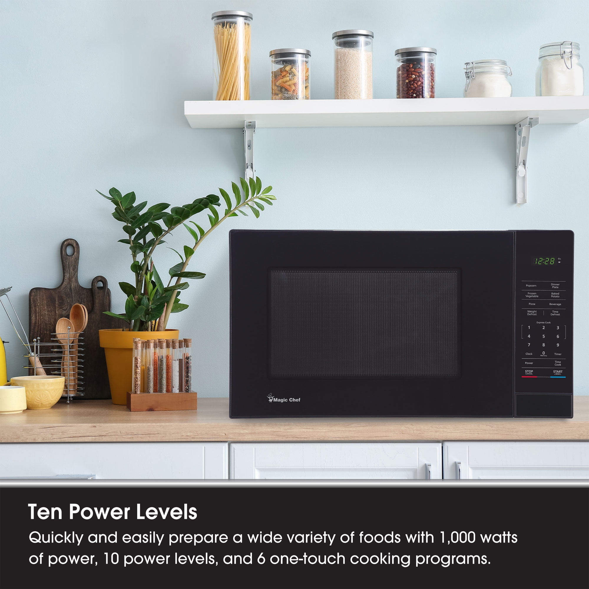 Magic Chef MC110MB Countertop Microwave Oven, 1,000 Watts, Black