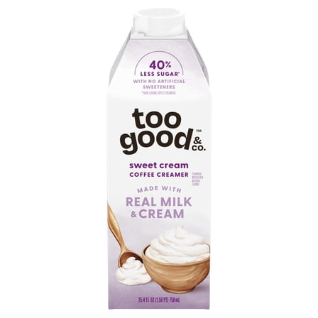 Too Good & Co. Sweet Cream Coffee Creamer, Made with Real Milk and Cream, 25.4 fl oz
