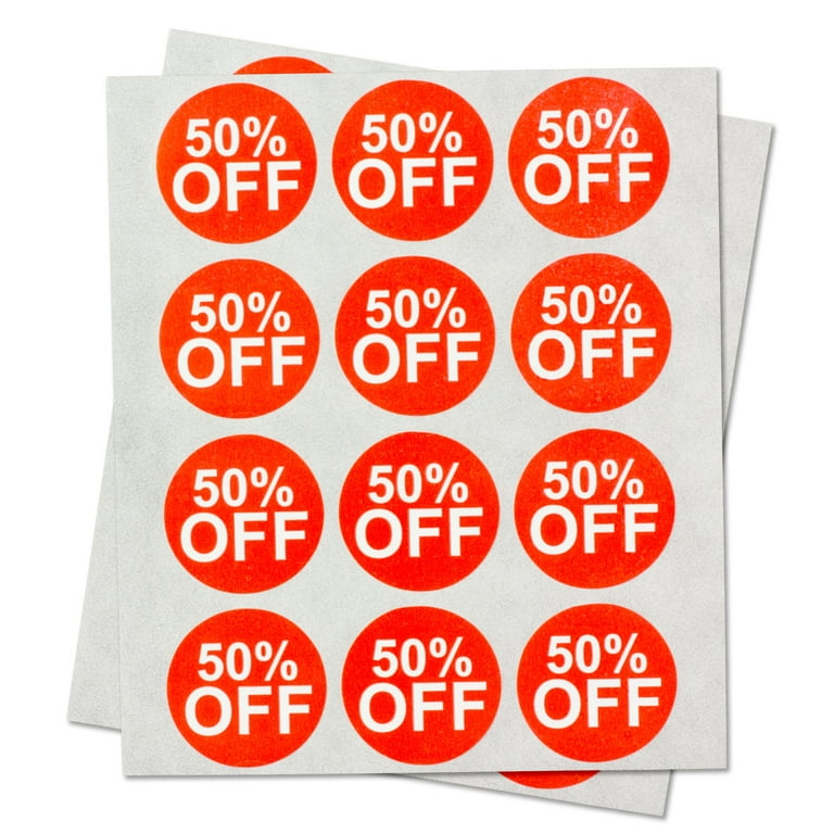50 Off Stickers 0.75-Inch Price Tags, 500 Adhesive Labels