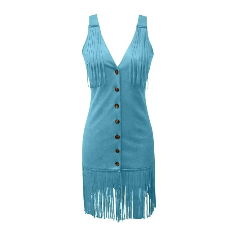Western Dress for Women Sexy Button V Neck Sleeveless Cowgirl Country Concert Cowboy Tassel Fringe Suede Mini Dresses - Walmart.com Western Dress for Women Sexy Button V Neck Sleeveless Cowgirl Country Concert Cowboy Tassel Fringe Suede Mini Dresses - Walmart.com