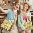 thumbnail image 5 of Canvas Tote Bag for Women with Compartments, Large Cute Golden Checkered Teacher Student Shoulder Bag Nurse Purses Crossbody Bags Work Laptop Book Bag Satchels Handbags, 5 of 6