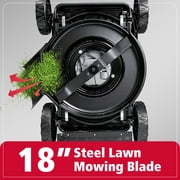 POWERSMART 18 Gas Push Lawn Mower with 144cc 4-Cycle OHV Engine,2-in-1 with Mulch and Side-Discharge, 5-Position Height