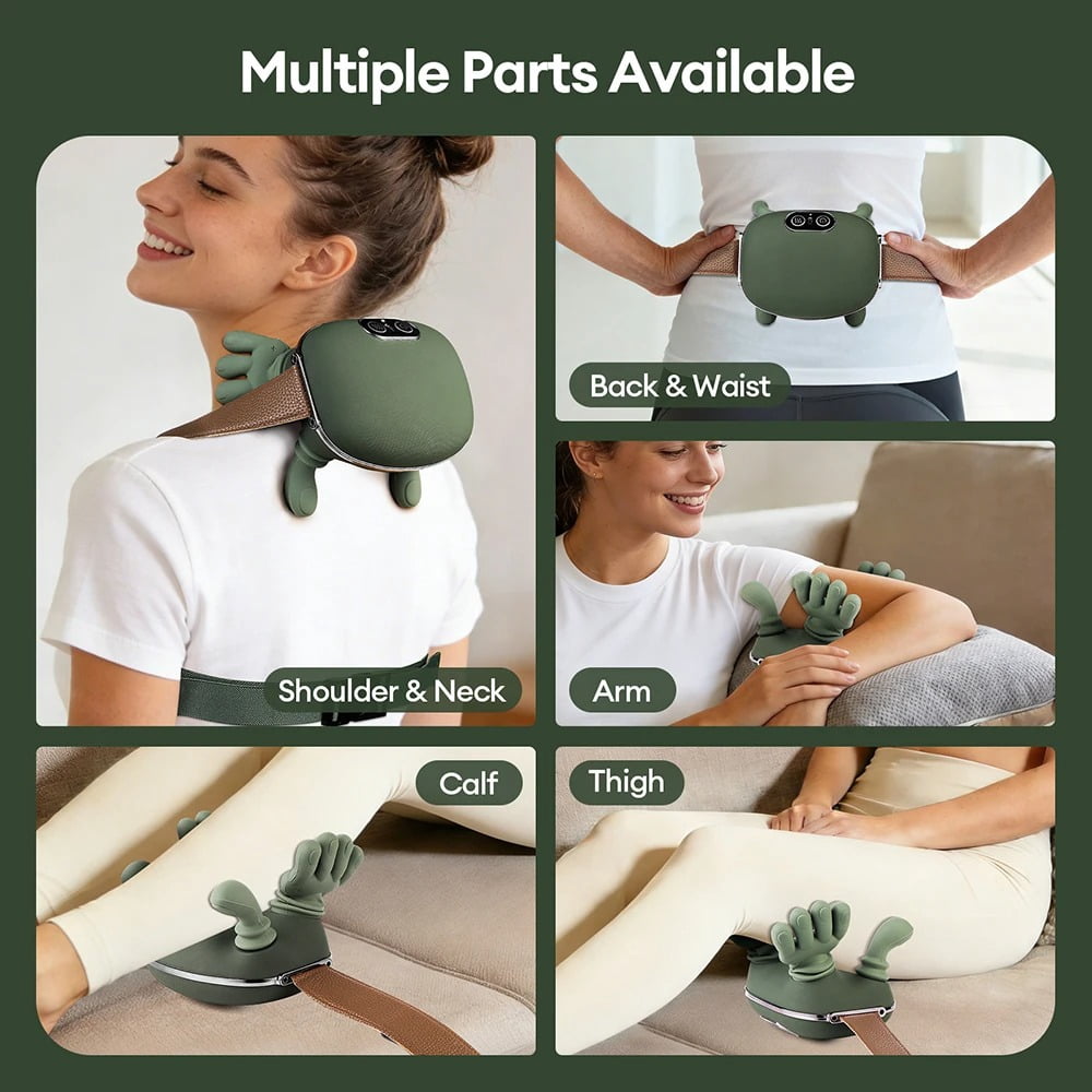 MENIGMA Cordless Deep Tissue 4D Neck & Shoulder Kneading Massager with Heat, USB Charging Cable & User Manual for Travel, Green