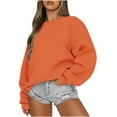 thumbnail image 2 of Brnmxoke Womens Oversized Sweatshirts Casual Crewneck Long Sleeve Pullover Comfy Soft Solid Color Fall Outfits Fashion Teen Girls Y2k Winter Clothes, 2 of 6