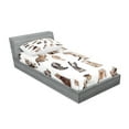 thumbnail image 2 of Ambesonne Cat Fitted Sheet & Pillow Sham Set, Funny Playful Cats Image, Twin, Brown Black White, 2 of 2