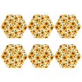 thumbnail image 2 of Pofeuu Yellow Polka Dot Sunflower Print Leather Coasters Set of 6, Round Cups Mugs Mat Pad for Home Kitchen Heat Resistant Drink Coasters,Hexagon, 2 of 7