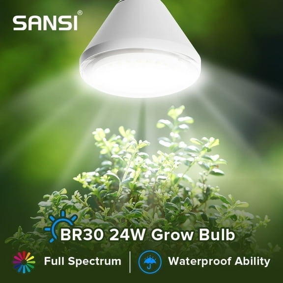 SANSI 24W LED Grow Light Bulb, BR30 Full Spectrum Indoor Grow Bulb, 120° Beam Angle, 4000K Daylight