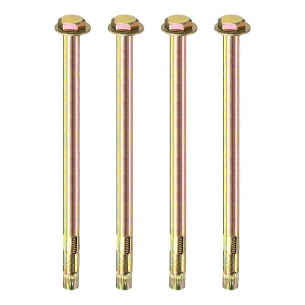 Uxcell 4-Pack M10 x 200mm Tornillos de expansión hexagonales externos de acero galvanizado de hierro-carbono para concreto