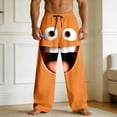 thumbnail image 2 of Gyexs Mens Casual Pajama Pants Funny 3D Cartoon Face Printed Sweatpants Drawstring Elastic Relaxed Fit Trousers Orange, Size XXXL, 2 of 4