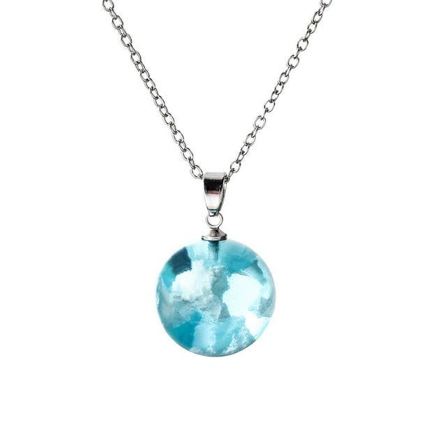 Collar de nube transparente blanco para mujer, regalo natural, collar de resina azul, colgantes