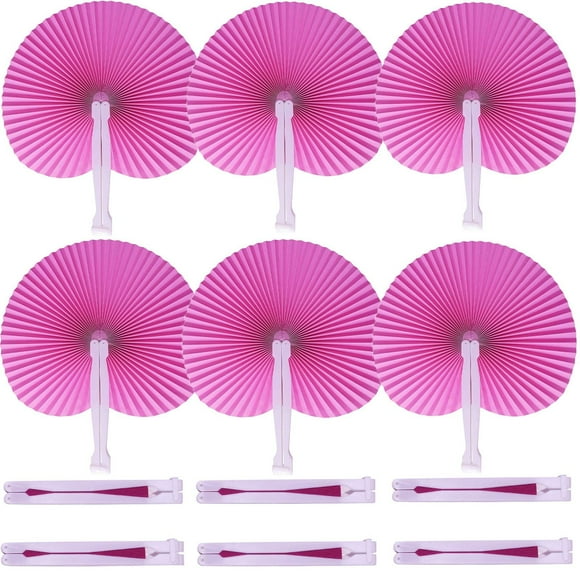 Ventiladores de mano decorativos plegables de papel Bestage Pink (20 unidades)