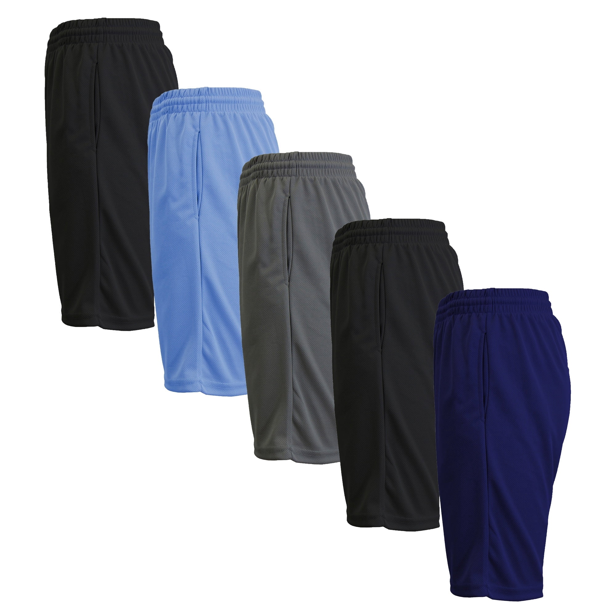 Men's 5-Pack Lightweight Breathable Moisture Wicking Mesh Shorts