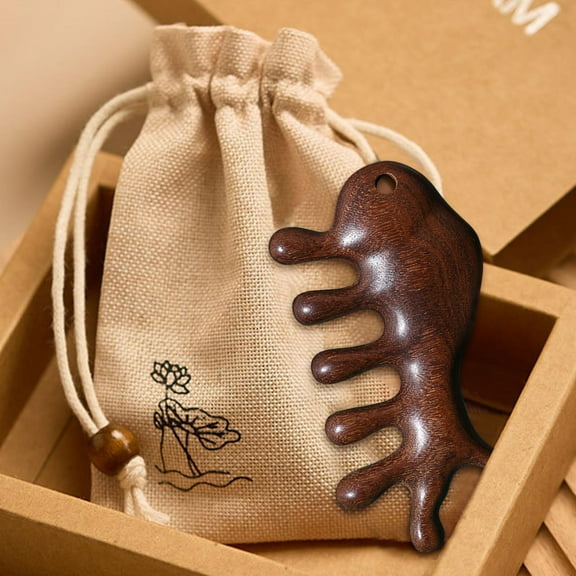 Wooden Scalp Massage Comb Natural Head Massager Gua Sha Tool for Relaxation Gentle Hair Care Portable Cat Design
