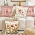 thumbnail image 2 of Spring Throw Pillow Covers 16x16 Inch Set of 4 Floral Flowers Bloom Butterfly Pink White Decorative Cushion Cases Farmhouse Linen Spring Decorations Pillowcases Holiday Outdoor Home Decor, 2 of 6