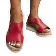 thumbnail image 3 of XIAQUJ Sandales Femme Sandales pour Femmes Confortables Sandales Habillées à Talon Compensé Sandales Femme Sandales à Plateforme Sandales pour Femmes 2024 Rouge 7.5, 3 of 7