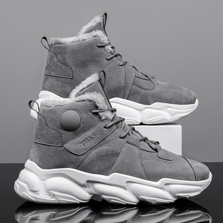 

Men‘s Suede Snow Boots Lace-up Warm Fuzzy Shoes For Winter