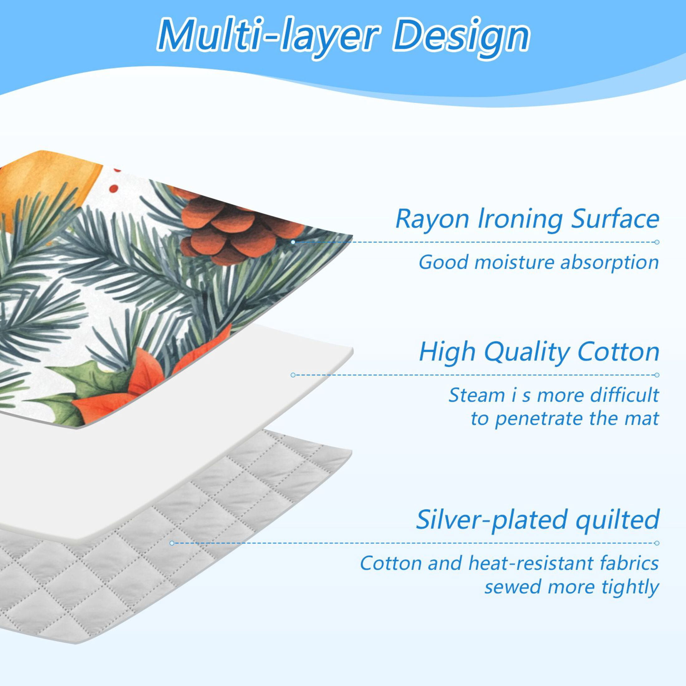 Watercolor Christmas Gifts Ironing Mat Blanket for Table Top Travel Portable Ironing Board Pad 47.2x27.6 Inch