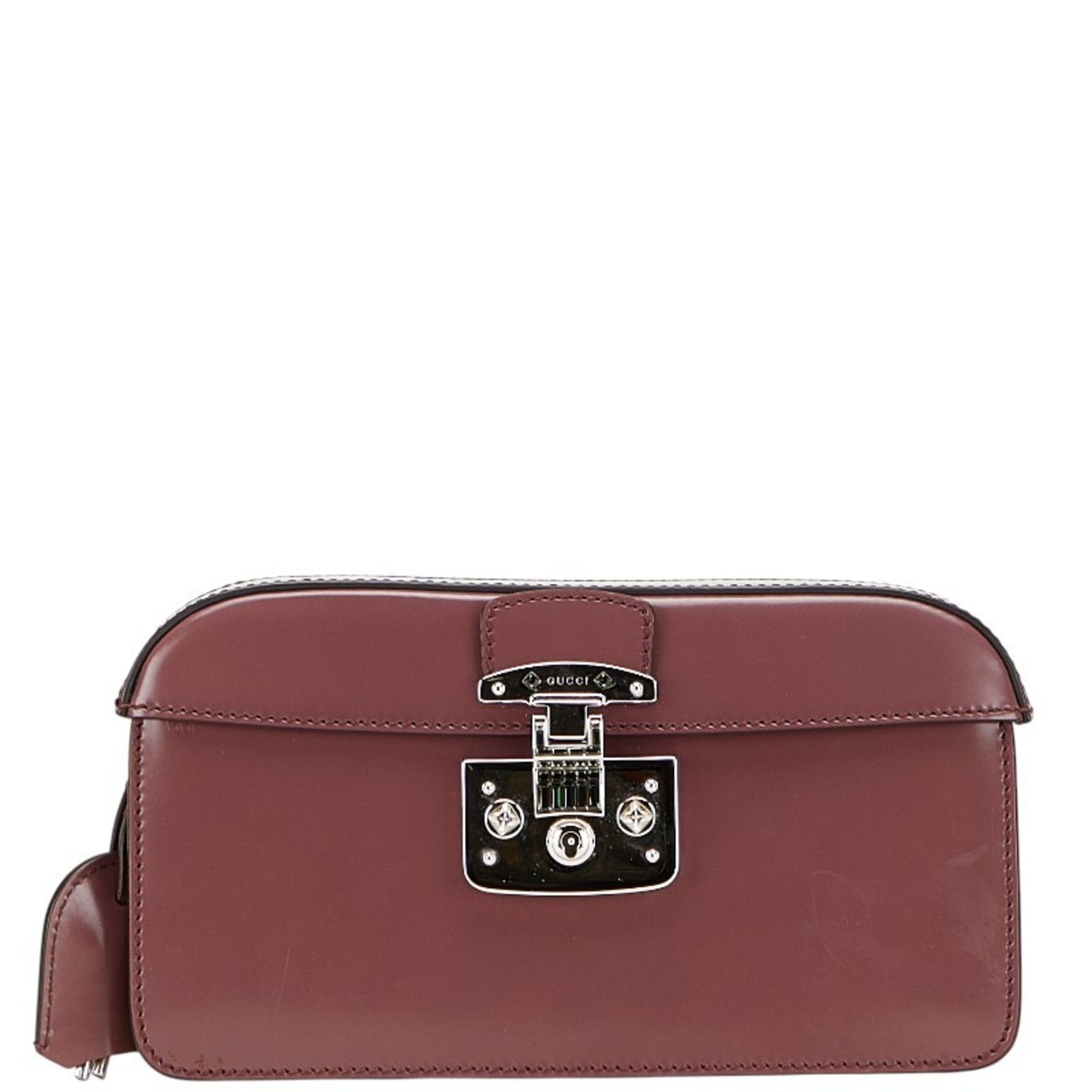 Pre-Owned Gucci Ladylock Clutch Bag 331825 Wine Red and Silver Leather Women's GUCCI (Good)