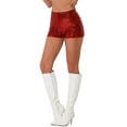 thumbnail image 4 of INSPIRE CHIC Women's Shorts Glitter Sequin Midrise Solid Sparkle Coctail Elastic Waist Shorts XS Red, 4 of 6