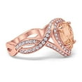 thumbnail image 2 of Pear Teardrop Engagement Ring Rose Tone Morganite CZ 925 Sterling Silver Size 6, 2 of 3