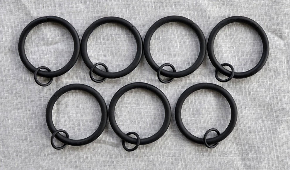 Set of 4 x 34mm Handmade Curtain Rings in Black Iron. 