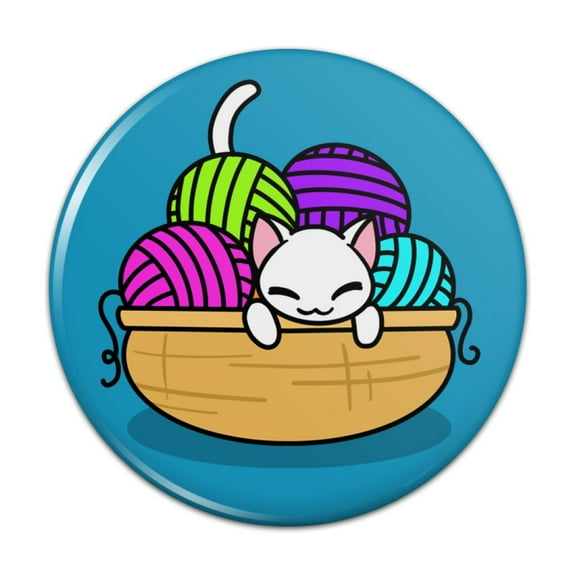 Cat In Yarn Basket Pinback Button Pin