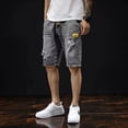 thumbnail image 4 of Pantalones cortos vaqueros desgastados grises para hombre, moda coreana, ajustados, de verano, Y2k, con pantalones cortos holgados y desgastados estilo vintage para hombre, 4 of 5