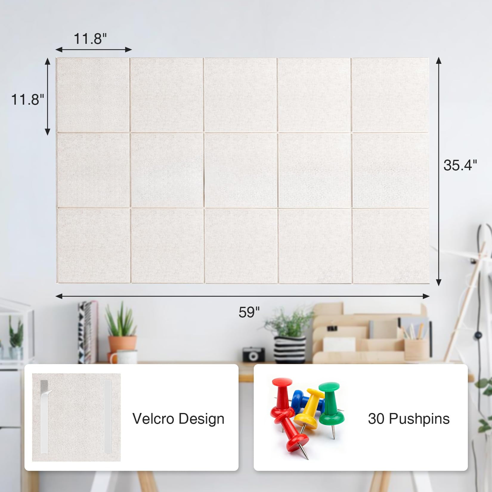 Vision & Memo Board – Light Beige, 30x30x0.9cm