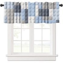Building Blocks Valance Curtain Themed Digital Design Toy Dotted Matching Rectangles Print Rod Pocket Valance Window Treatments Short Curtains for Kitchen Living Room Decor 54x18inch